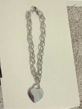 Designers Inspired Originals Silver Heart Pendant Link Bracelet